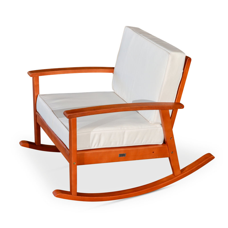 Chaise berçante en eucalyptus, Orange/Bleu foncé