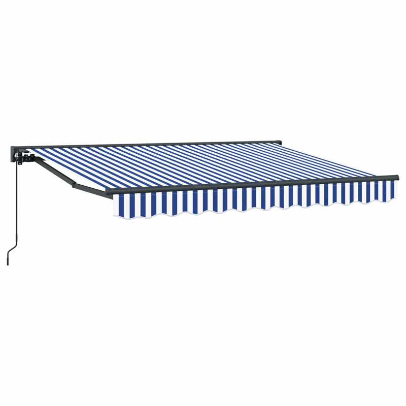 VidaXL Polyester Cover Retractable Patio Awning, 165cm H x 300cm W x 200cm D, Blue/White/Black Striped