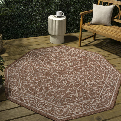 Tapis intérieur / extérieur rouge / beige tissé texturé Hagerman