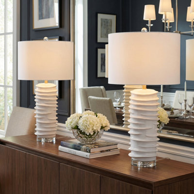 Lampe de table 29,5 "en céramique avec abat-jour blanc