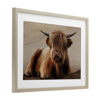 Got My Hair Done Cattle Framed Print Under Glass, design by Renel Peters