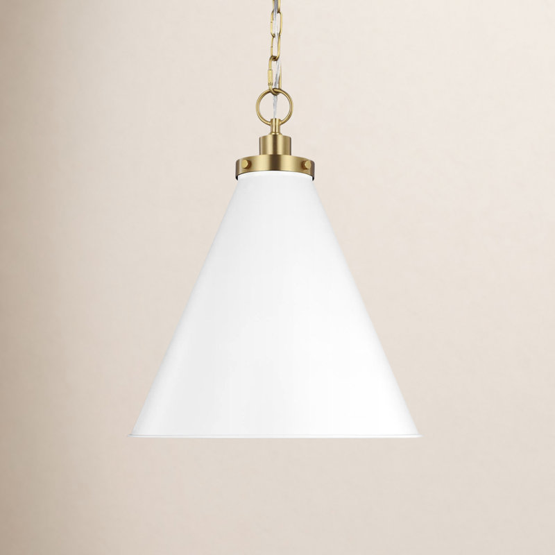 Wellfleet 1 - Light Pendant, Burnished Brass, Matte White, 19" H x 15.625" W x 15.625" D