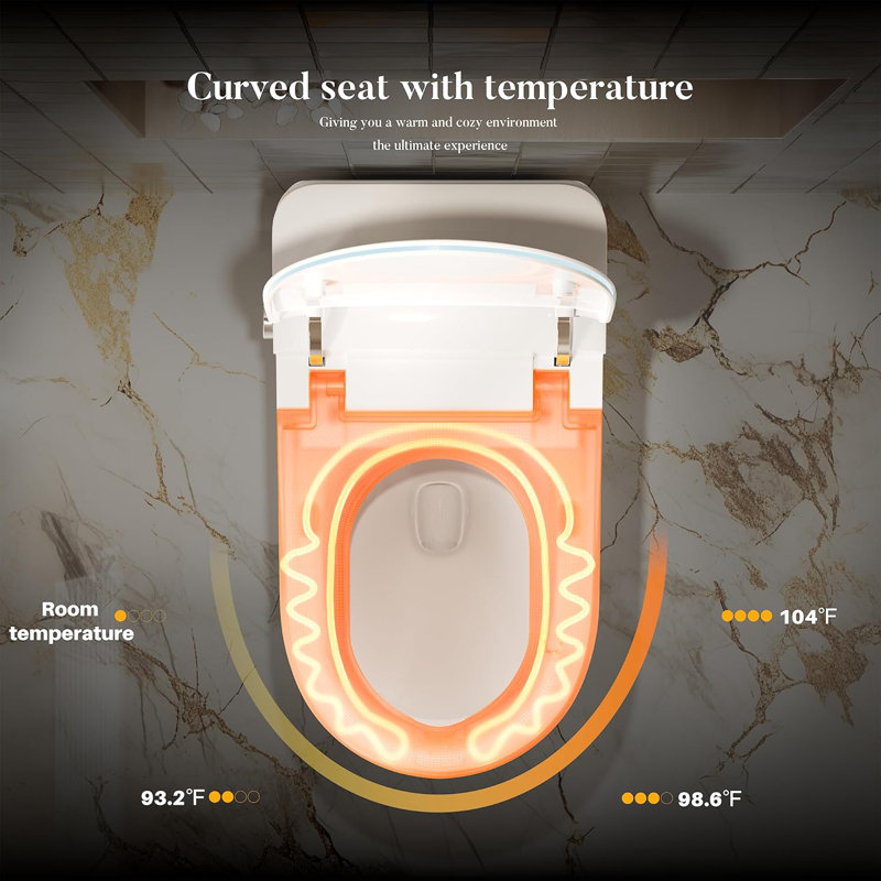 Smart Toilet With Bidet Built In, Heated Seat,Female Cleaning, Warm Water & Dry Function, Modern Tankless Toilets, ADA Comfort Height Toilet, LED Display, Foot Sensor, 1.28GPF, 1000G MAP Flush