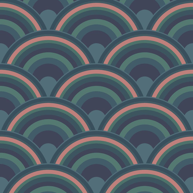 Envy Curve Geometric Wallpaper, Navy