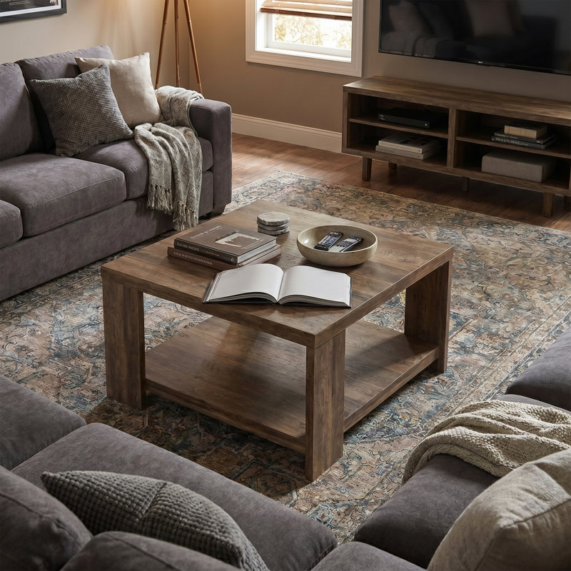 Caomhan Basilico 31" Square Coffee Table with Storage, Brown