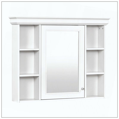 Armoire à pharmacie murale à miroir 6 tablettes ouvertes
