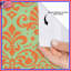 Rideaux de douche orange à motif damassé très longs-1143033991