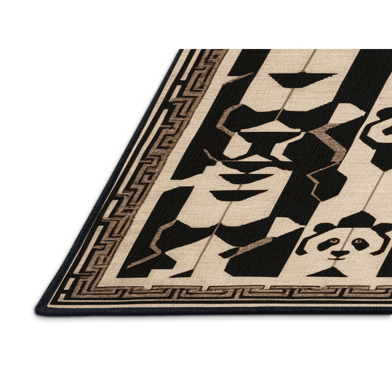 Tapis art déco brun lavable à la machine, Rectangle de 5 pi x 8 pi
