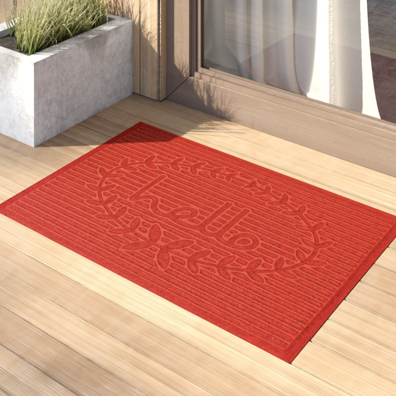 Tapis d'entrée / extérieur Barreto, Rectangle 3 pi x 5 pi, Rouge