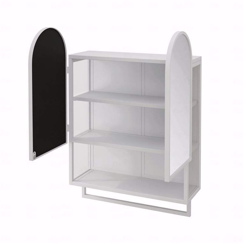 Armoire à miroir à double arche 23,62 po, armoire à pharmacie 2 portes, armoire murale en métal avec tablettes réglables et porte-serviettes, armoire à miroir avec rangement