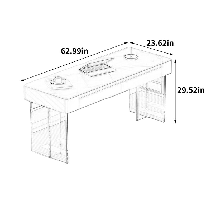 Bureau élégant et distinctif, H 29,52 po x l 62,99 po x P 23,62 po
