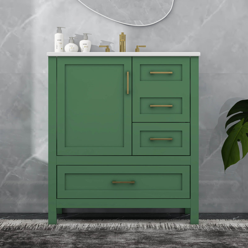 30" Bathroom Vanity With Sink Combination Set, Green