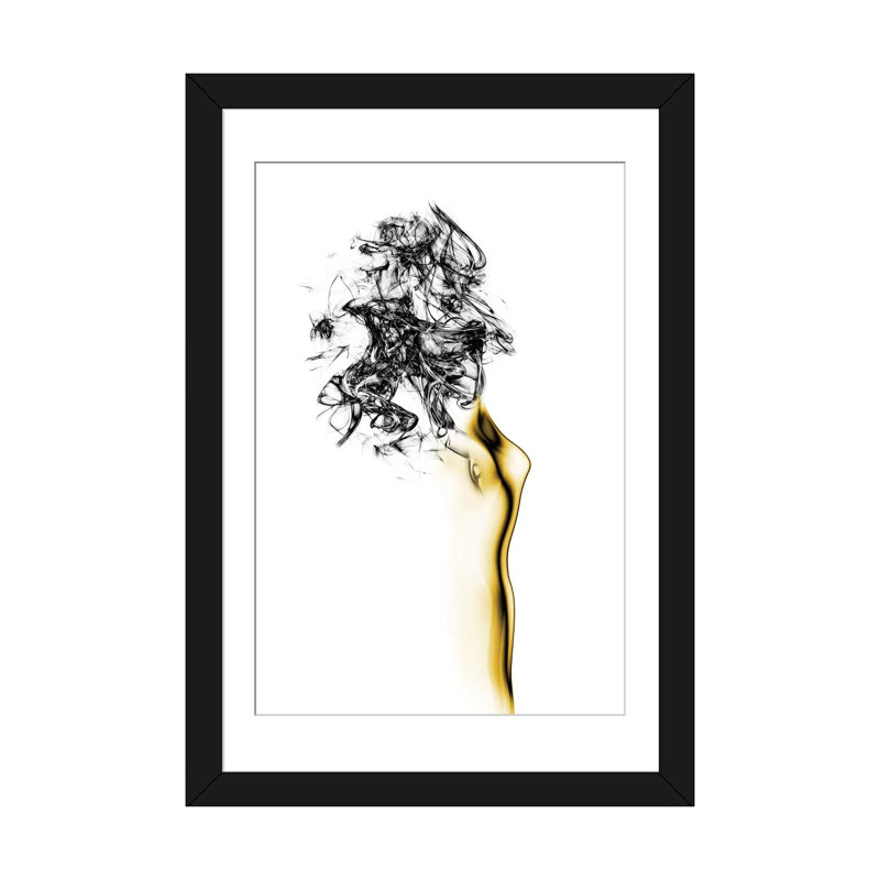 «Nake II», impression sur toile, Papier d'art encadré noir, H 24 po x l 16 po x P 1 po, Blanc
