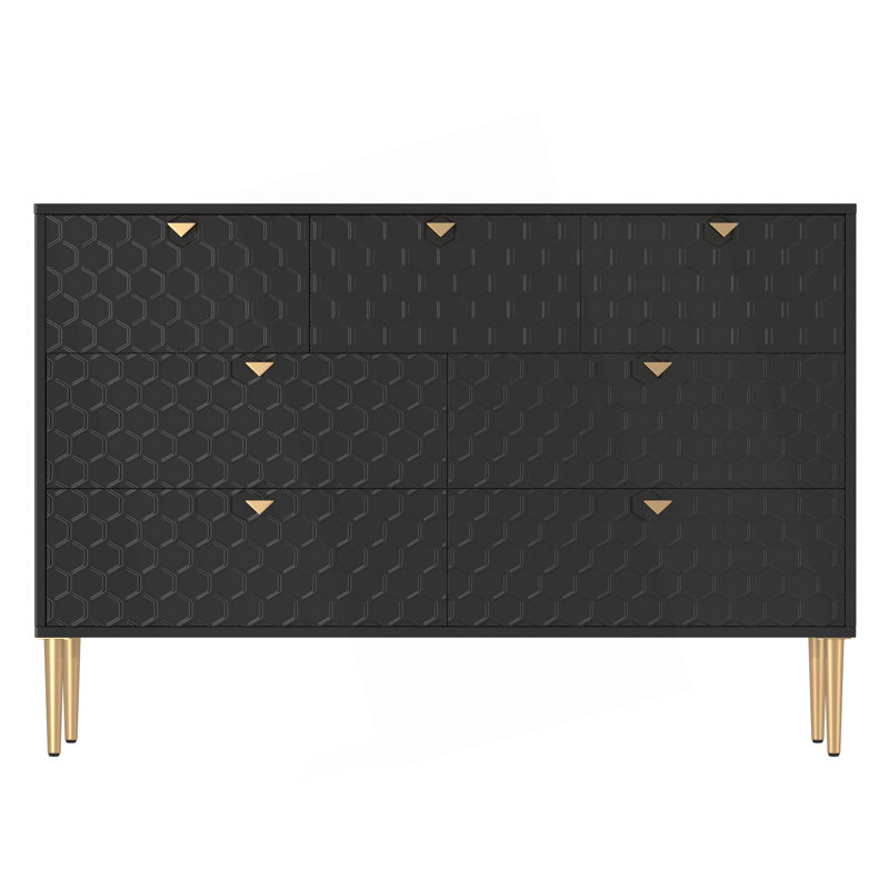 Armoire de rangement moderne à 7 tiroirs, Noir