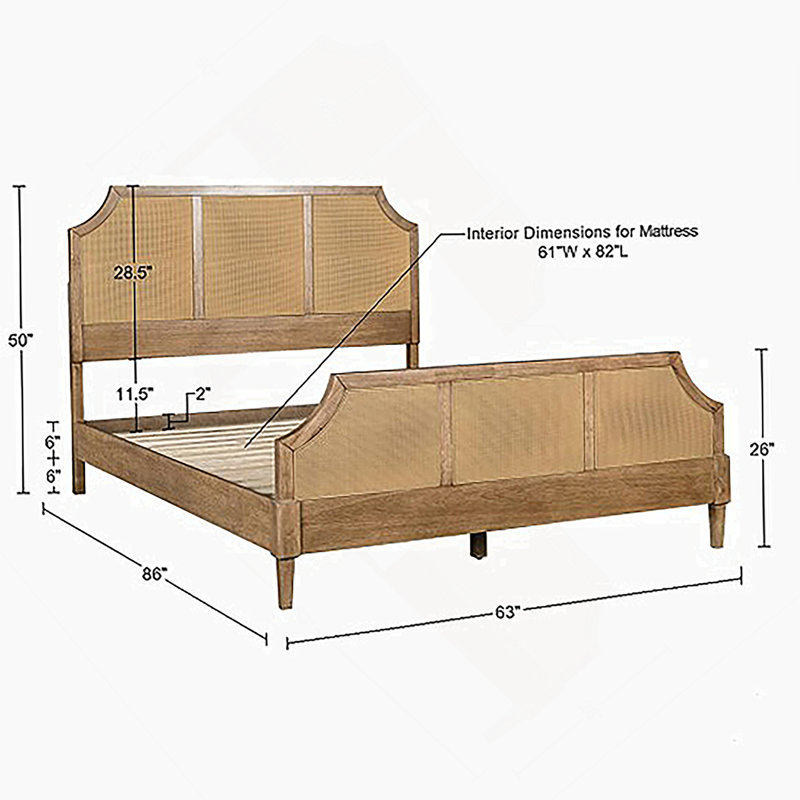 Grand lit plateforme tissé Cane