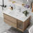 35.8'' Single Bathroom Vanity with White Ceramic Countertop, Floating Vanities with Solid Wood, Not Assembled Need