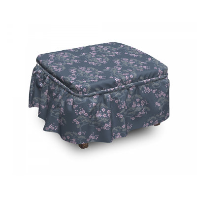 Ensemble de housse pour repose-pieds à coussins carrés 2 pièces feuille de prune