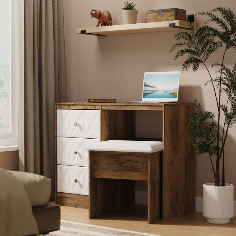 Ceinwen Dressing Table, White Matt/Vintage Oak