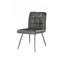 Chaise de salle à manger, ensemble de 2, d'appoint, revêtue de cuir gris, métal chromé, contemporaine, moderne, cuisine, salle à manger-1312252834