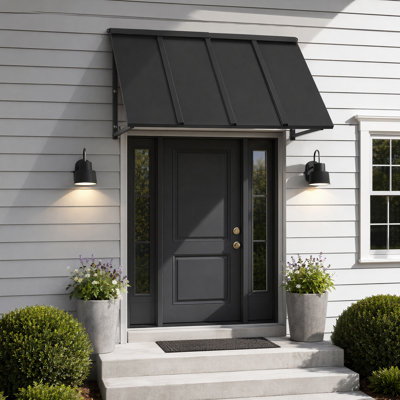 Auvent fixe en métal 44 po x 24 po auvent extérieur pour fenêtre, cadre en acier et pare-soleil en forme de pluie