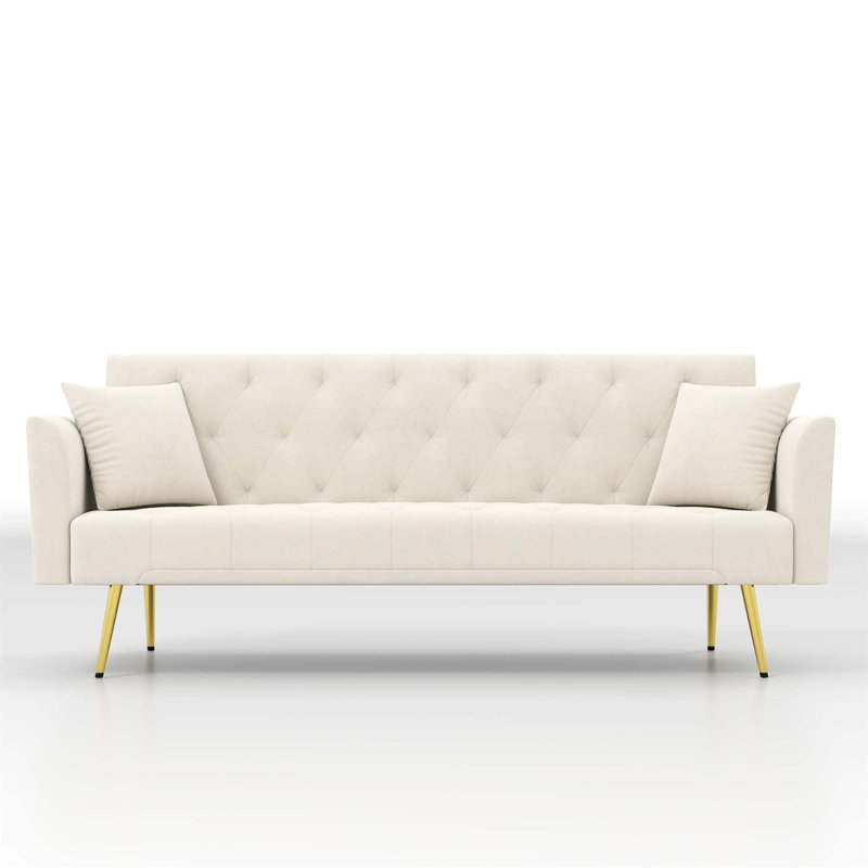 Canapé-lit moderne convertible pliable de 72 pouces avec un design capitonné pour un confort peu encombrant et un style rétro