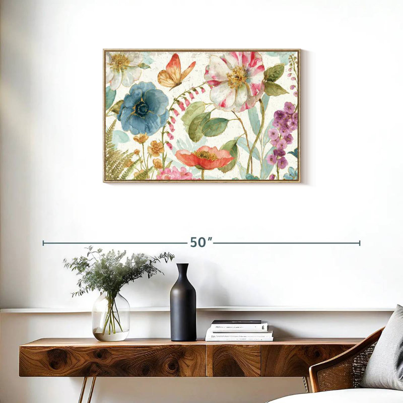Rainbow Seeds Fleurs sur bois, Cadre flottant en bois naturel, 31 po x 21 po