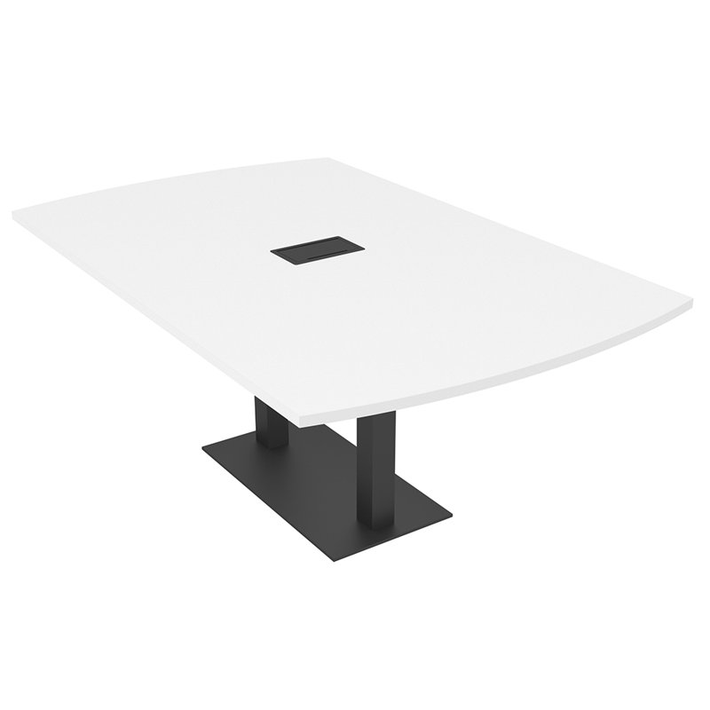 Table de conférence Pavert Arc Unité électrique, H 30 po x l 84 po x P 48 po, Blanc classique, Noir mat
