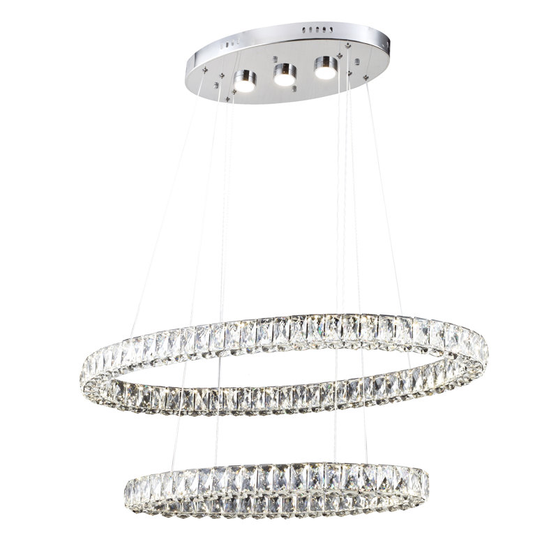 2-Light LED Unique / Statement Tiered Chandelier