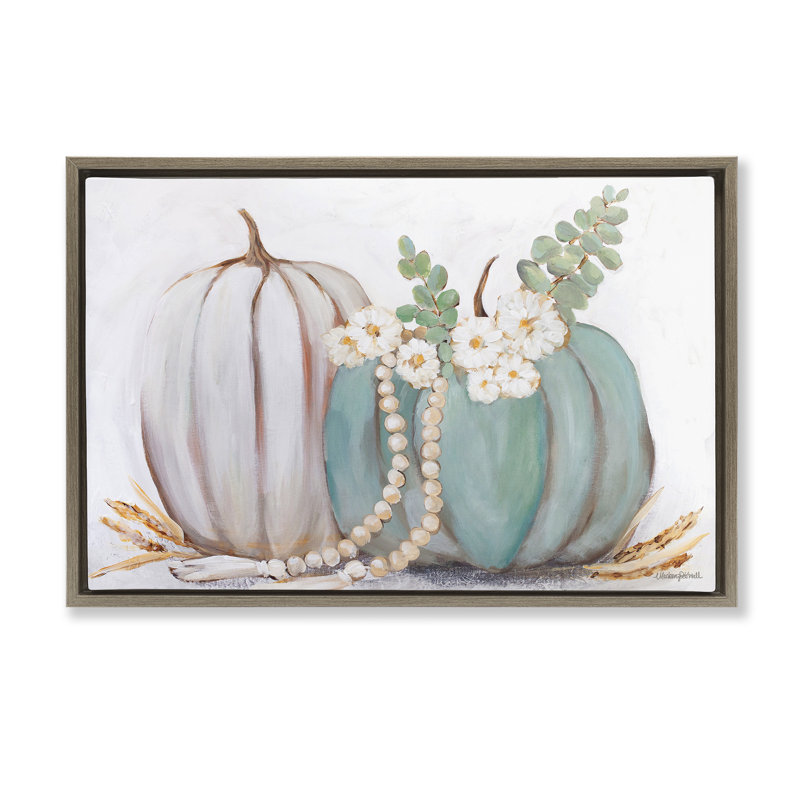 «Country Fall Pumpkins», toile flottante encadrée par Mackenzie Kissell, Cadre flottant orme Montalcino, H 17 po x l 25 po