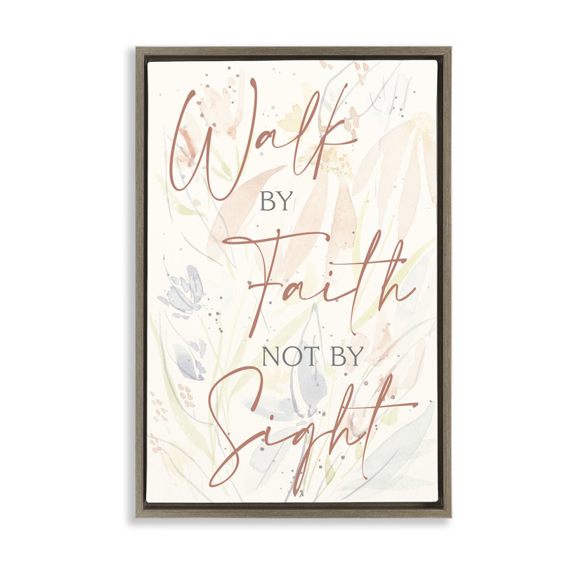 Toile flottante «Walk By Faith» par Krinlox, Cadre flottant orme Montalcino, H 31 po x l 21 po