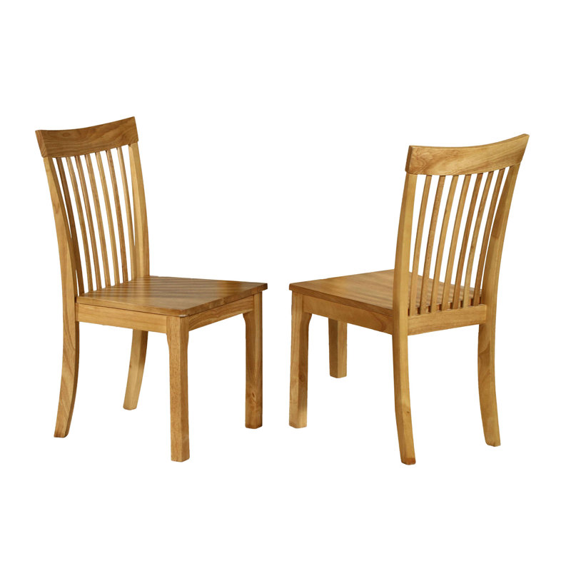 Natural Oak Dining Set with Square Table and Two Wooden Chairs, Light Brown, 3 Pieces: Table, 2 Chairs