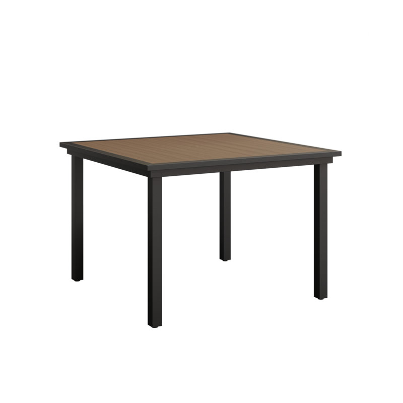Vida Outdoor Square Dining Table, Antique Mahogany, Matte Black
