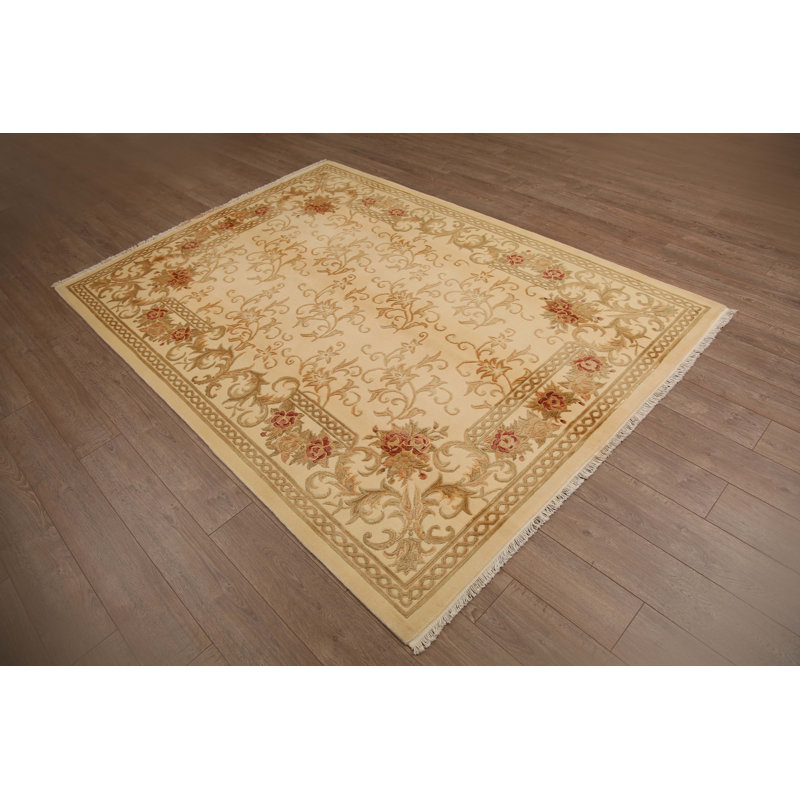 Ashlar Wool Oriental Area Rug in Biscuit, Rectangle 3' x 5'