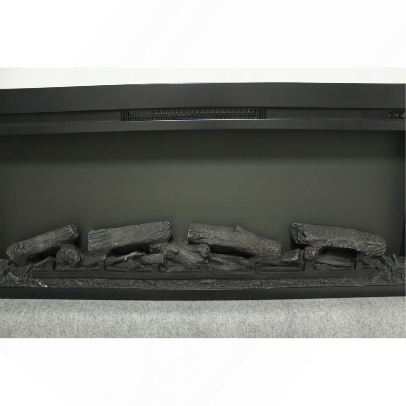 44" Wall Recessed Electric Fireplace With Remote And Imitation Flame, LED Light Heater