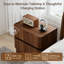 Ensemble de 2 tables de chevet modernes sans poignée avec station de charge, table de chevet à 2 tiroirs avec rangement, tables de bout en bois à finition noyer pour chambre à coucher, coins arrondis