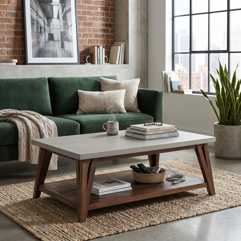 Table basse avec tablette Brookside, H 18 po x L 48 po x l 32 po