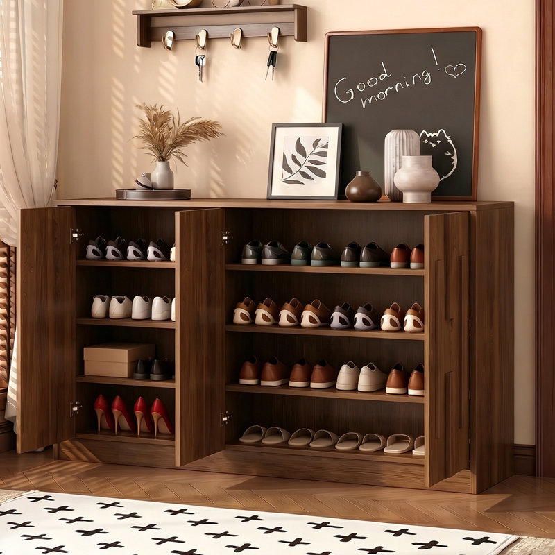 Meuble à chaussures marron de style squelette, 140 cm (55,12 po), 41.34" H x 43.31" W x 13.78" D