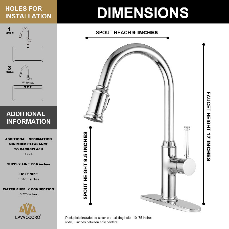 Pull Down Single Handle Kitchen Faucet with Accessories, Chrome