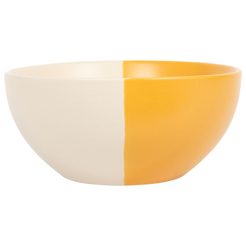 Nicola Spring Dipped Stoneware Cereal Bowl - 16.5cm, Yellow