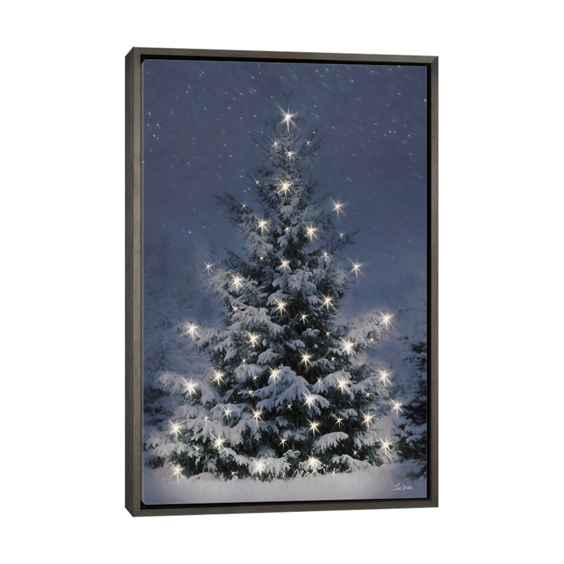 Twinkling Lights at Christmas - reproduction d'art murale - toile encadrée, Gris, H 40 po x l 26 po