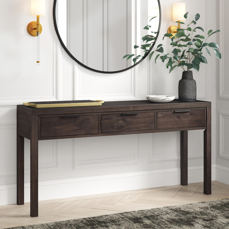Hollander Warm Walnut Solid Wood Wide Console with Storage