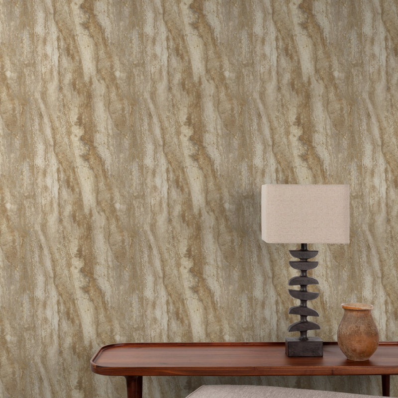 Structured Walls Collection Abstract Marble Wallpaper Roll, Coral