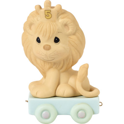 Precious Moments Birthday Train Lion Wearing Crown Age 5 Figurine 4.13 Inch