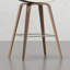 Tabourets de style Mid-Century moderne (2) - Siège et dossier crème avec placage brun Repose-pieds Ajout de salon Tabouret de bar