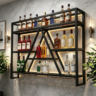 Wine Bottle & Glass Rack Black
