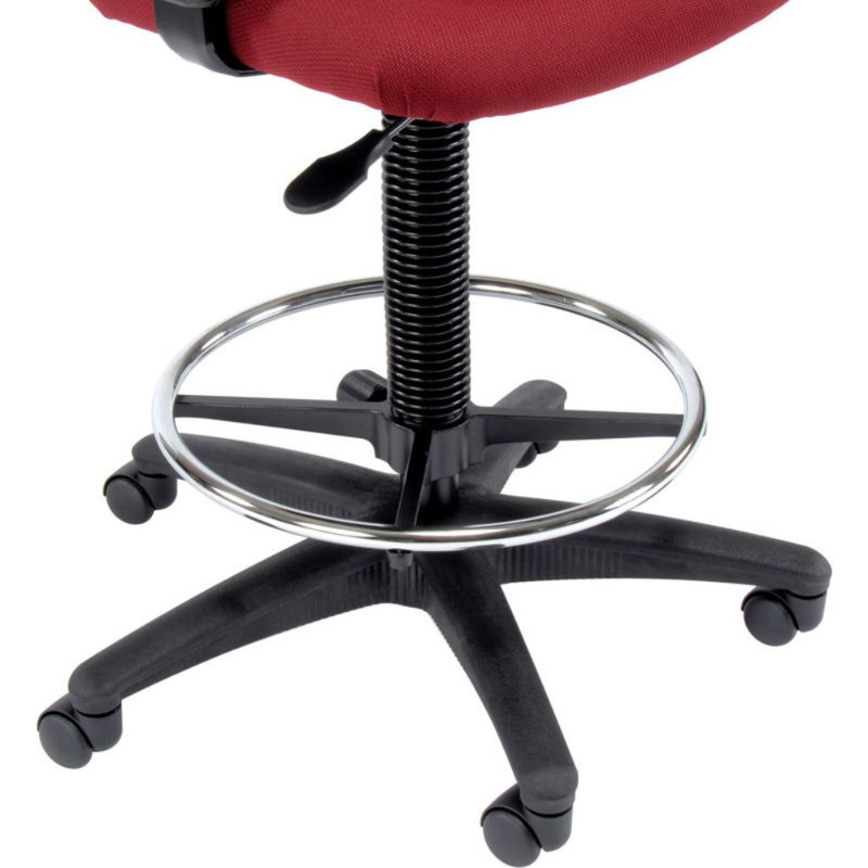 Red Adjustable Height Mesh Drafting Stool with Fabric Seat