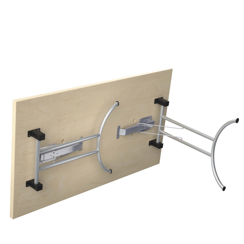 Buariki Rectangle Modular Training Table, 72.5cm H x 140cm W x 80cm D, Chrome, Maple