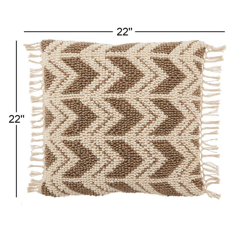 Oakleaf Throw Square Pillow, Olive/Ivory, Down
