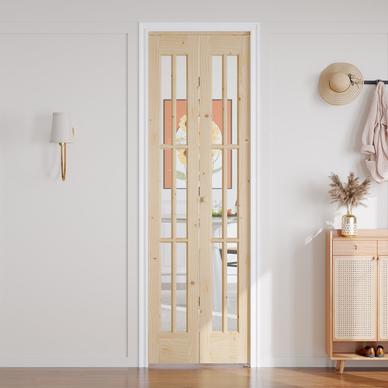 Porte pliante en verre massif non fini avec trousse de quincaillerie d'installation, 24 po x 80 po, 2