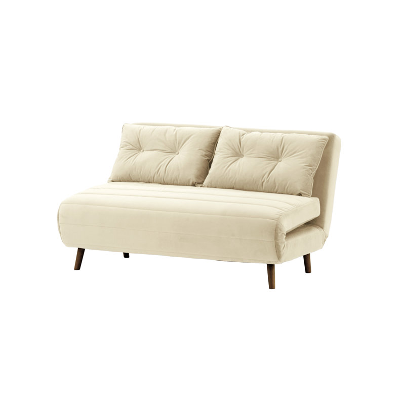 Varujhan 2 Seater Sofa Bed, Beige  , Dark Oak,  78cm H X 142cm W X 90cm D